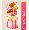 strawberry monstershake dessert cartoon style vector image vector image