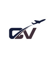 initial letter c and v with aviation logo design vector image vector image