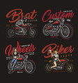 motorcycle vintage prints vector image
