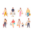 people with shopping set characters paper vector image vector image