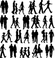 people walking silhouettes vector image vector image