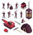 mining industry isometric icons set vector image vector image