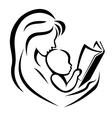 mother and child reading the book vector image vector image