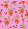 seamless pattern with flowers on a pink vector image