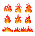 fire flames flat collection vector image