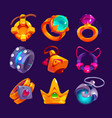 game icons of jewelry gold rings necklace vector image