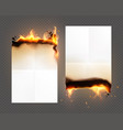 burned old paper realistic and isolated icon set vector image vector image