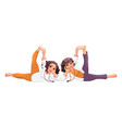 couple women doing yoga pose vector image