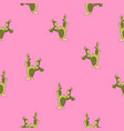 cute cactus pattern on pink background vector image vector image