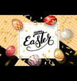 happy easter background lettering eggs greeting vector image