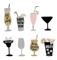 set hand drawn alcoholic cocktails vector image