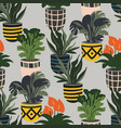 seamless pattern with colorful hand drawn flower vector image