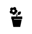 flower pot black icon on white background vector image vector image