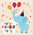 happy birthday poster with elephant vector image