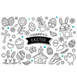 easter eggs doodle hand drawn on white background vector image vector image