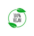 round vegan eco bio green logo with leaf vector image