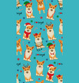 seamless christmas pattern with corgis vector image
