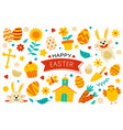 happy easter flat color elements design easter vector image vector image