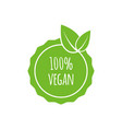 round vegan eco bio green logo with leaf vector image