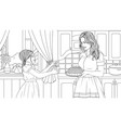 daughter gives mom a gift vector image vector image