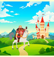king on horseback prince rides to castle vector image
