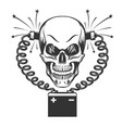 smilling skull and car battery vector image