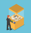 isometric businessman getting glowing light bulb vector image