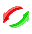 arrows red and green 3d shiny icons vector image