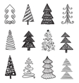 set of doodle hand drawn christmas trees vector image vector image