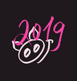 pink pig snout with 2019 new year lettering vector image vector image