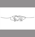 two hands and heart shape sign in continuous line vector image