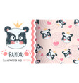 cute panda - seamless pattern vector image vector image