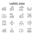 logistic delivery service icon set in thin line vector image