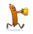 running sausage with beer vector image vector image