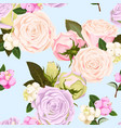 seamless pattern with roses and berries vector image