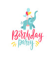 cute hand drawn elephant flying on balloons vector image vector image