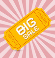 orange big sale paper ticket on pink background vector image vector image