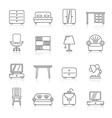 line furniture and home equipment icons vector image