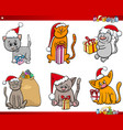cats on christmas time cartoon set vector image