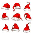 christmas hat or cap of santa and elf icon set vector image