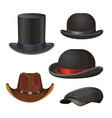 hat for men set isolated on white vector image