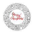 merry christmas card decor xmas line icons vector image