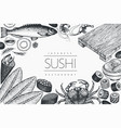 japanese cuisine design template sushi hand drawn vector image