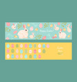 set easter banners with cute rabbits chickens vector image