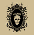 vintage hand draw frame halloween stickers vector image