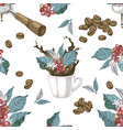 seamless pattern with coffee branches beans vector image vector image