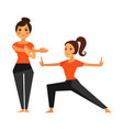 two female people warming up before karate class vector image