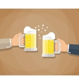 two businessmen toasting glasses of beer vector image vector image