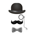 vintage gentleman set in black and grey colors vector image