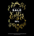 easter sale flyer with wreath golden leaves vector image